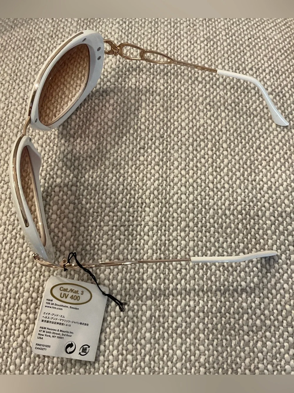 H&M White & Gold Oversized Sunglasses